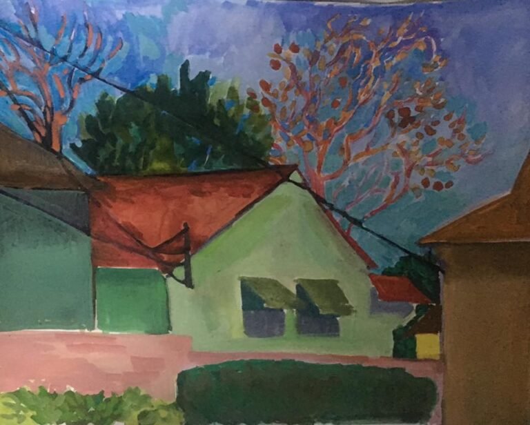 Back yard Los Angeles Billy's house Gauche and watercolor on velum