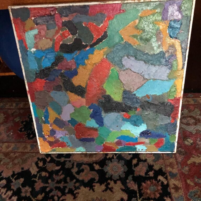 Abstract I made over old distressed canvas with a wooden strip frame I bought a…